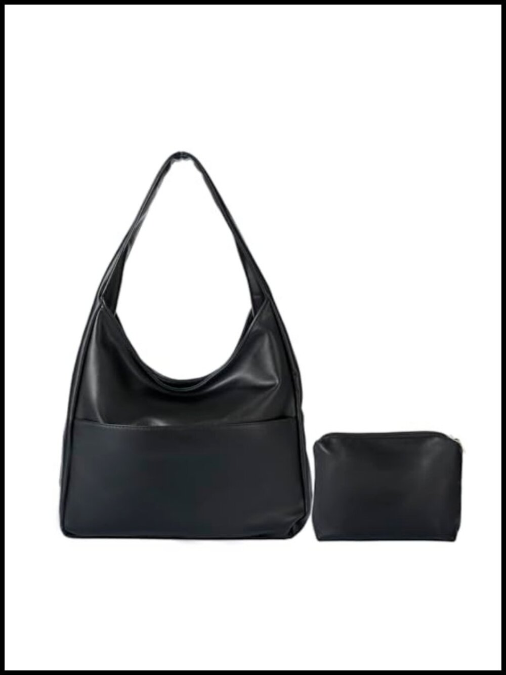Faux Leather Tote Bag Set Slouchy Hobo Shoulder Handbag for Work Travel